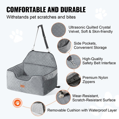 VEVOR Dog Booster Car Seat Pet Car Seat for Medium Large Dog up to 55 lbs. Gray - 3 of 8