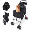 Black 3 in 1 Dog Stroller, 4 Wheels Pet Stroller 