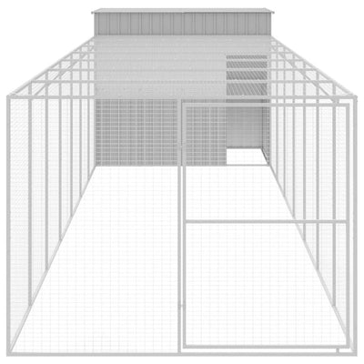 Dog House with Run Light Gray 84.3"x340.6"x71.3" sturdy