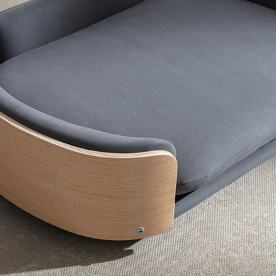 Scandinavian style Elevated Dog Bed Pet Sofa With Solid Wood legs and Bent Wood Back, Velvet Cushion, Large Size - Grey - 3 of 17