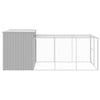 Dog House with Run Light Gray 84.3"x179.9"x71.3" Galvanized Steel Side full view