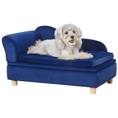 VEVOR Pet Sofa, Dog Couch for Medium-Sized Dogs and Cats, Soft Velvety Dog Sofa Bed, 81 lbs. Loading Cat Sofa, Blue - 1 of 7