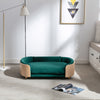 Scandinavian style Elevated Dog Bed Pet Sofa With Solid Wood legs and Bent Wood Back, Velvet Cushion, Large Size - Green - 10 of 14