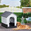 33 inch Large Plastic Dog House, Indoor Outdoor Doghouse Pet House with Air Vents and Elevated Floor, Insulated Water Resistant Puppy Shelter Kennel, Gray & White - 12 of 13