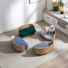 Scandinavian style Elevated Dog Bed Pet Sofa With Solid Wood legs and Bent Wood Back, Velvet Cushion, Walnut - White - 16 of 20