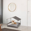 Wicker Dog House, Elevated Rattan Dog Bed with Canopy sun protection