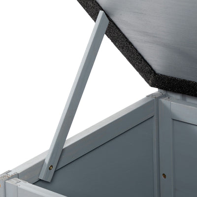 Wood Dog House, Outdoor Dog Kennel with Food Bowls, roof support