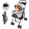 Gray 3 in 1 Dog Stroller, 4 Wheels Pet Stroller 