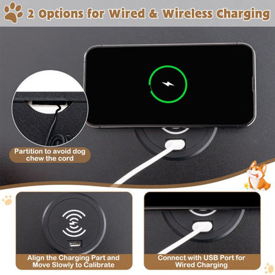 Furniture dog house wireless charging options