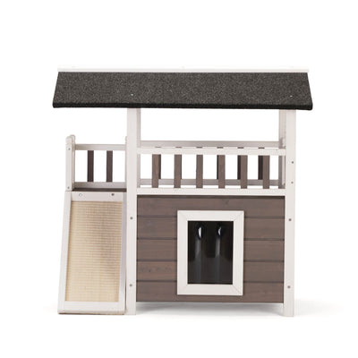 2-Tier Outdoor Wooden Dog House, main view