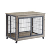 Furniture Style Dog Crate Side Table on Wheels with Double Doors and Lift Top.Grey,38.58''w x 25.5''d x 27.36''h. - 8 of 15