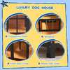 PawHut Outside Cabin-Style Wooden Dog House windows