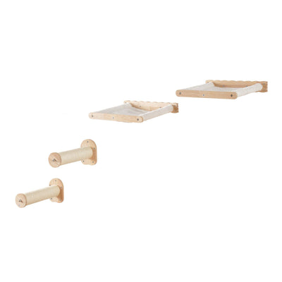 VEVOR Wall Mounted Cat Shelves with 2 Jumping Posts & 2 Hammocks up to 40 lbs. - 9 of 11