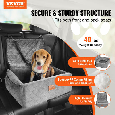 VEVOR Dog Booster Car Seat Pet Car Seat for Small Medium Dog up to 40 lbs Gray = 2 of 8