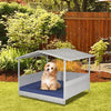 Wicker Dog House with Waterproof Roof view with dog