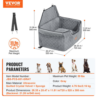 VEVOR Dog Booster Car Seat Pet Car Seat for Medium Large Dog up to 55 lbs. Gray - 6 of 8