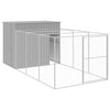 Dog House with Run Light Gray 84.3"x179.9"x71.3" Outside cage view