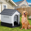 33 inch Large Plastic Dog House, Indoor Outdoor Doghouse Pet House with Air Vents and Elevated Floor, Insulated Water Resistant Puppy Shelter Kennel, Gray & White - 2 of 13