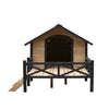 Outdoor Large Wooden Cabin House Style Wooden Dog Kennel with Porch front view