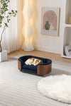 Scandinavian style Elevated Dog Bed Pet Sofa With Solid Wood legs and Walnut Bent Wood Back, Cashmere Cushion, Small Size - Blue = 5 of 14