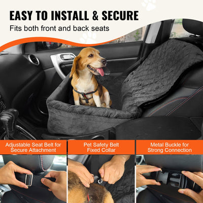 VEVOR Dog Booster Car Seat Pet Car Seat for Small Medium Dog up to 40 lbs. Black - 4 of 8