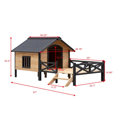 Outdoor Large Wooden Cabin House Style Wooden Dog Kennel with Porch dimensions