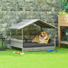 Wicker Dog House Outdoor with Canopy Outside