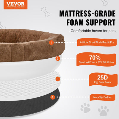 VEVOR Human Dog Bed 72x48x10in Large Human Size Dog Bed Washable Faux Rabbit Fur Brown - 2 of 7