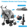 4 Wheels Pet Stroller Foldable Carrier Strolling Cart Travel Jogger Pet Stroller with Removable Liner Storage Basket for Dog Cat - 7 of 13