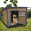 45" Large Solid Wood Dog House, Waterproof PVC Plastic Roof, With dog