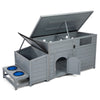 Wood Dog House, Outdoor Dog Kennel with Food Bowls, open doors view