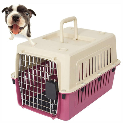 Plastic Cat & Dog Carrier Cage with Chrome Door Portable Pet Box Airline Approved, Medium, Blue/Red - 5 of 11