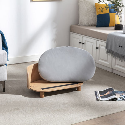 Scandinavian style Elevated Dog Bed Pet Sofa With Solid Wood legs and Bent Wood Back, Velvet Cushion, Walnut - White - 2 of 20