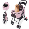 Pink 3 in 1 Dog Stroller, 4 Wheels Pet Stroller 