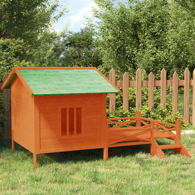 Dog Kennel Brown 62.6"x47.2"x34.8" Solid Wood Pine Main side view