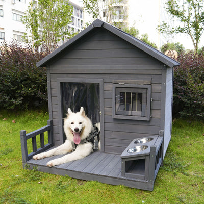 Large dog house, 44.2" long x 44.6" wide x 44.6" Main view with dog