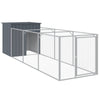 Dog House with Run Anthracite 43.3"x159.4"x43.3" Galvanized Steel sturdy