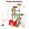 61 Inches Cute Christmas Cat Tree with Sisal Scratching Posts and 2 Condos - 5 of 10