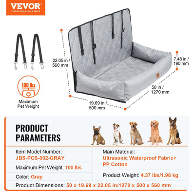 VEVOR Dog Booster Car Seat Pet Car Seat for Medium Large Dog up to 100 lbs. Gray - 7 of 8
