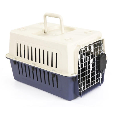 Plastic Cat & Dog Carrier Cage with Chrome Door Portable Pet Box Airline Approved, Medium, Blue/Red - 4 of 11