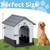 33 inch Large Plastic Dog House, Indoor Outdoor Doghouse Pet House with Air Vents and Elevated Floor, Insulated Water Resistant Puppy Shelter Kennel, Gray & White - 3 of 13