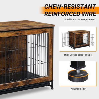 Dog Crate Furniture with Cushion, durable with adjustable feet
