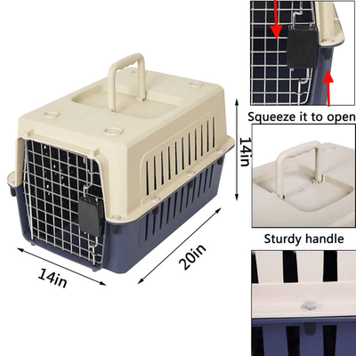 Plastic Cat & Dog Carrier Cage with Chrome Door Portable Pet Box Airline Approved, Medium, Blue/Red - 2 of 11