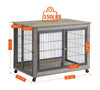 Furniture Style Dog Crate Side Table on Wheels with Double Doors and Lift Top.Grey,38.58''w x 25.5''d x 27.36''h. - 7 of 15