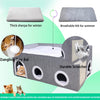 Cat Houses for Indoor Cats-Large Collapsible Large Cat Bed with Fluff Ball and 2 Caves, Cat Hideout with Canopy, Semi-Enclosed Cat Bed Cat House Covered Cat Bed for Multi Small Pet Large Kitty - 2 of 6