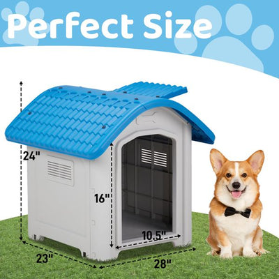 28 inch Raised Plastic Dog House with dimensions