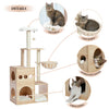 Modern Luxury Cat Tree Wooden Multi-Level Cat Tower Cat Sky Castle With 2 Cozy Condos;  Cozy Perch;  Spacious Hammock And Interactive Dangling Ball - 7 of 12