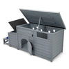 Wood Dog House, Outdoor Dog Kennel with Food Bowls, open top