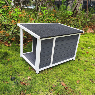 Wooden Dog House with Porch Deck side view