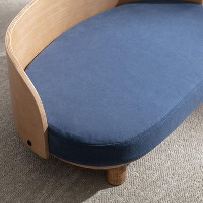 Scandinavian style Elevated Dog Bed Pet Sofa With Solid Wood legs and Bent Wood Back, Velvet Cushion, Walnut - Blue - 7 of 14